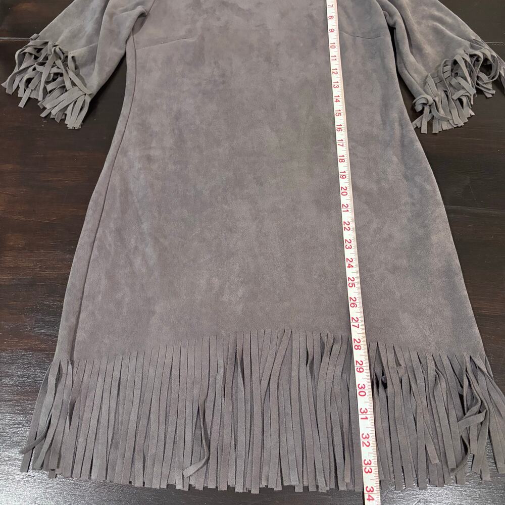 Aryeh Western Boho Faux Suede Fringe Mini Dress Size Small Festival Cowgirl - Picture 6 of 6